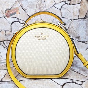 #bagsavenue Traveler Canvas Canteen Round Crossbody Yellow Multi Kate Spade